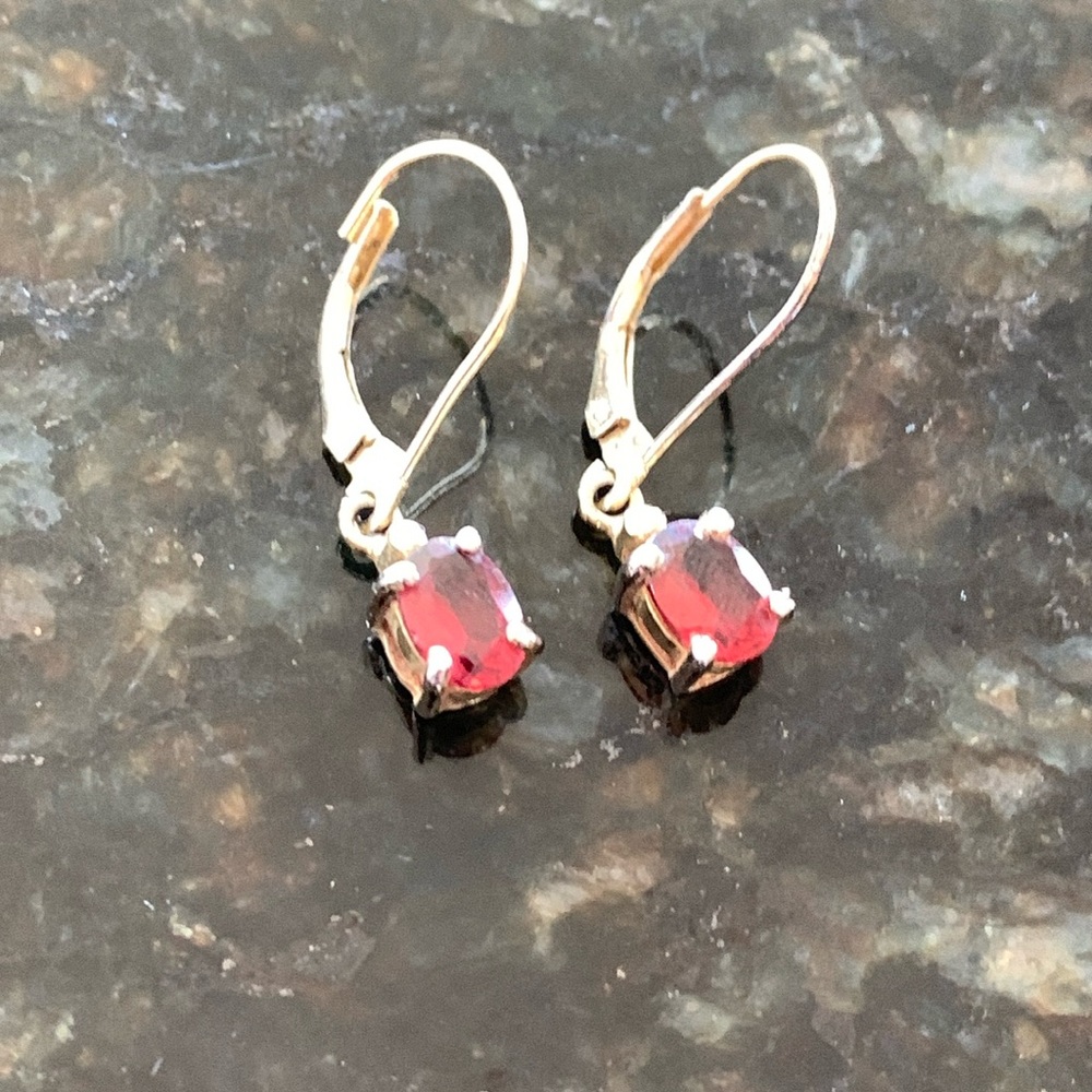 CA Rubellite Gold Plated Silver Earrings